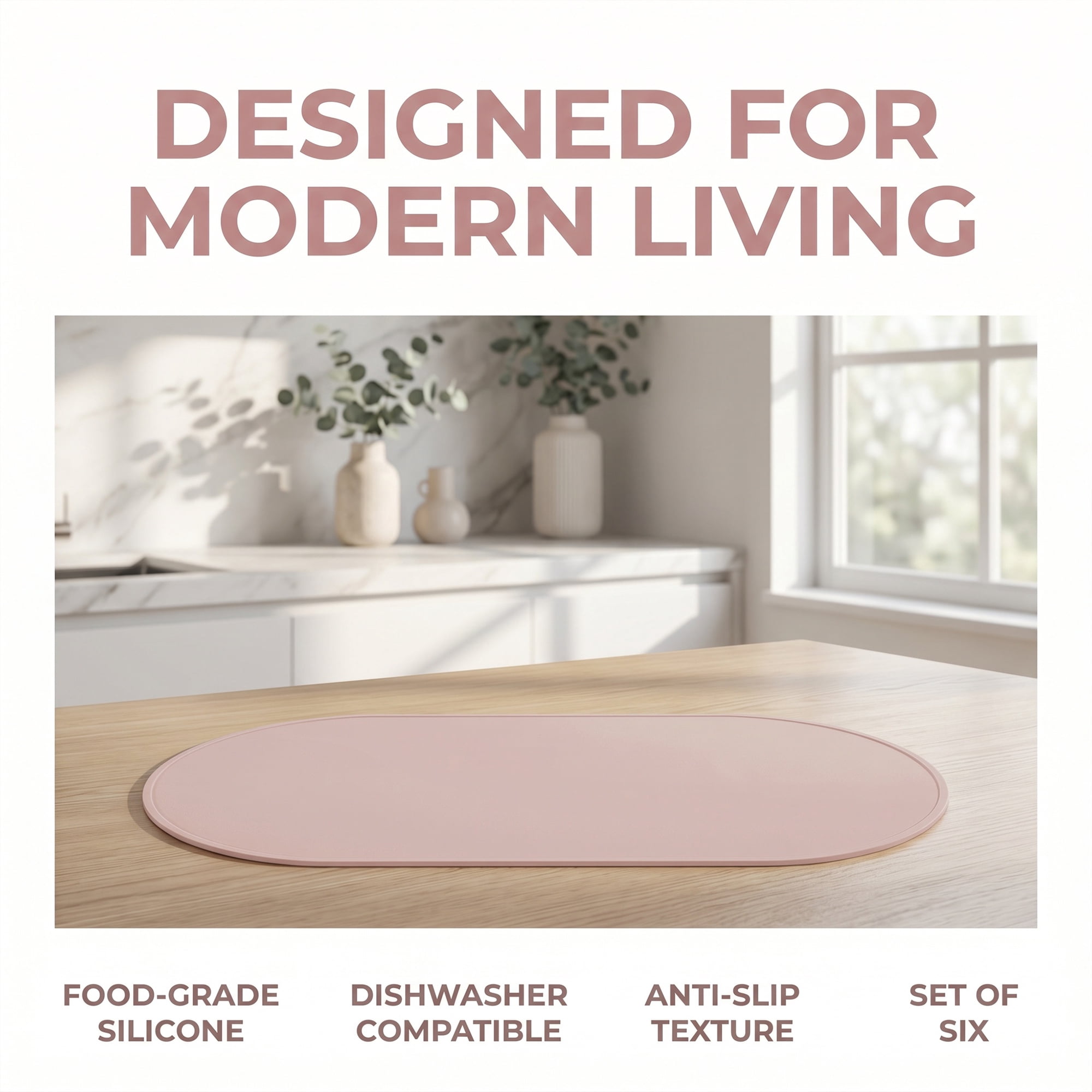 Unique Bargains 6 Pack Silicone Placemats for Kitchen Dining Table Decor Brown 21"x11"