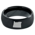 thumbnail image 2 of Tungsten Oregon The Beaver State Band Ring 8mm Men Women Comfort Fit Black Dome Brushed Polished, 2 of 4