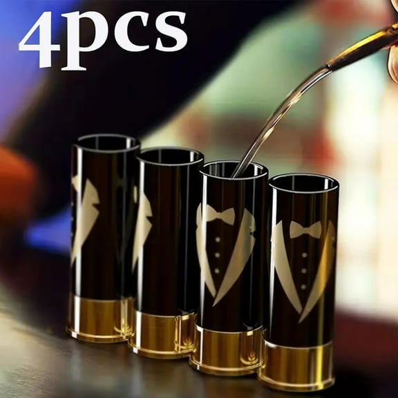 4PCS 12 Gauge Shot Glasses Tequila Shot Glass Glasses Bulk Set of 4 for Groomsmen Man