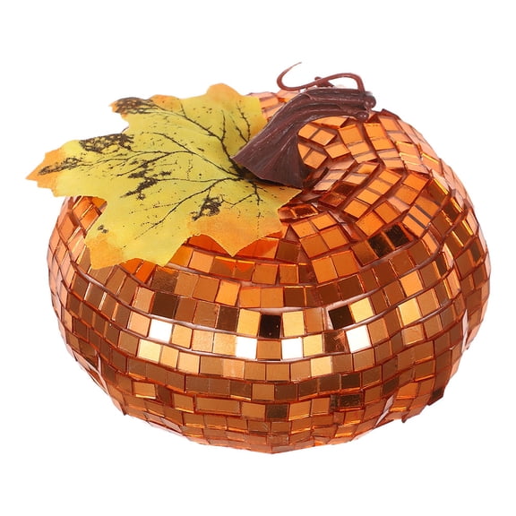 OFFIGAM Disco Pumpkin Decor Mirror Ball Pumpkins in Orange for Thanksgiving Decoration 1Pack