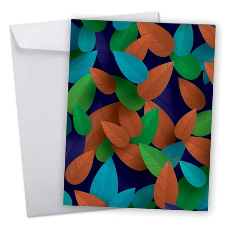 J6698JSGG Jumbo Seasons Greetings Card: 'Season's Leaves Seasons Greetings' Featuring a Graphic Interpretation of Falling Leaves Greeting Card with Envelope by The Best Card (The Best Graphic Card 2019)