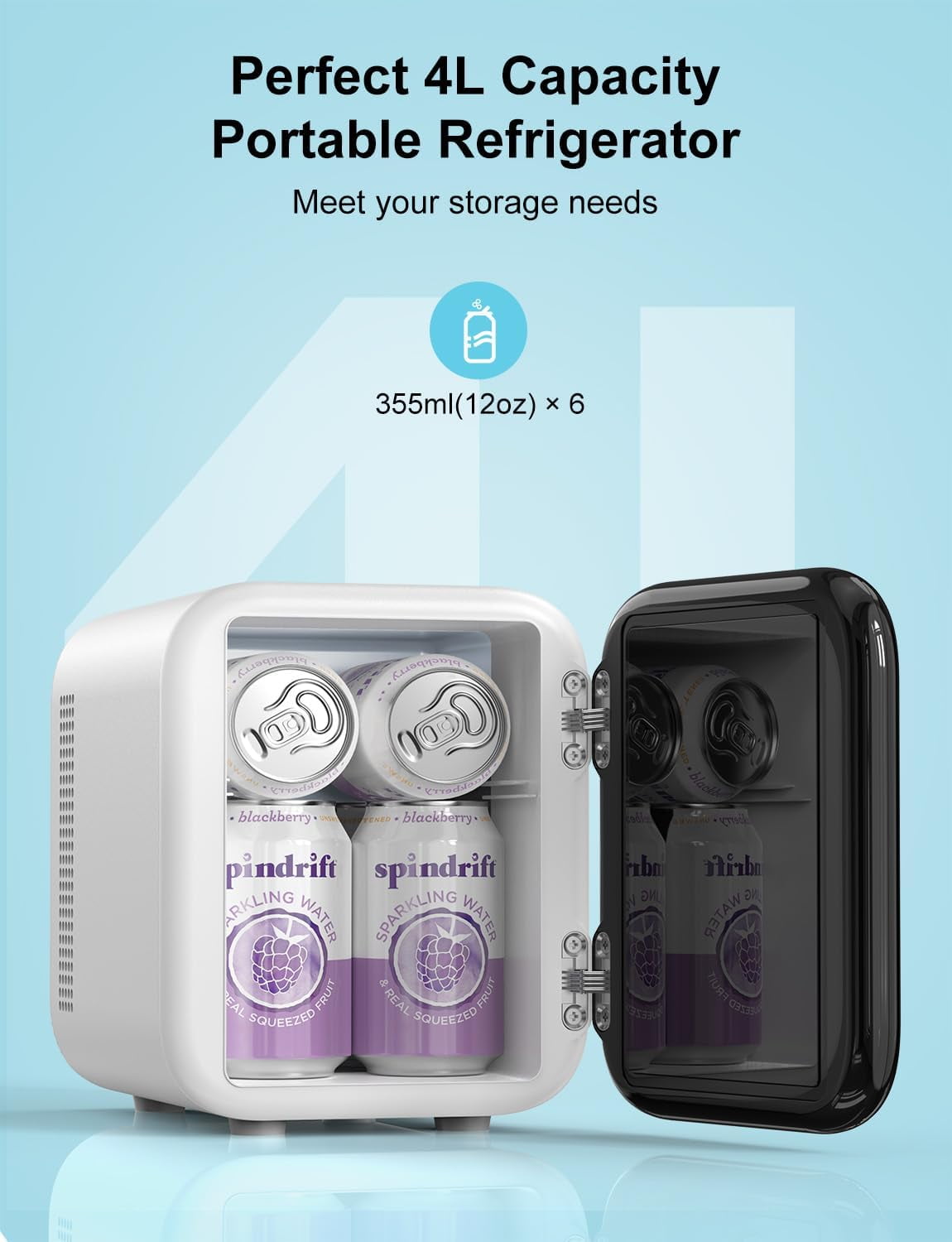 Fridge, 4L Portable Skincare Refrigerator with Cooling & Heating,  Power for Home, Car, Dorm, Office