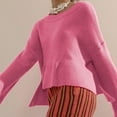 thumbnail image 5 of Baqcunre Women's Clothing, Womens Lightweight Sweaters Crewneck Bell-Style Sleeve Knit Tops Slouchy Soft Pullover Jumpers Valentines Day Gifts, 1Pc Sweater Hot Pink S, 5 of 6