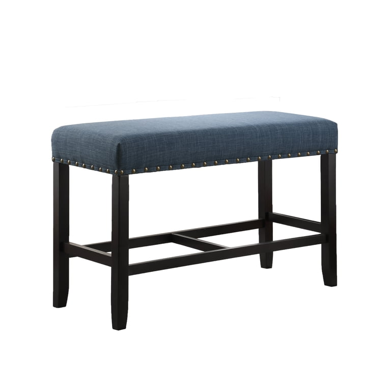 Roundhill Furniture Biony Counter Dining Bench, Blue photo 1