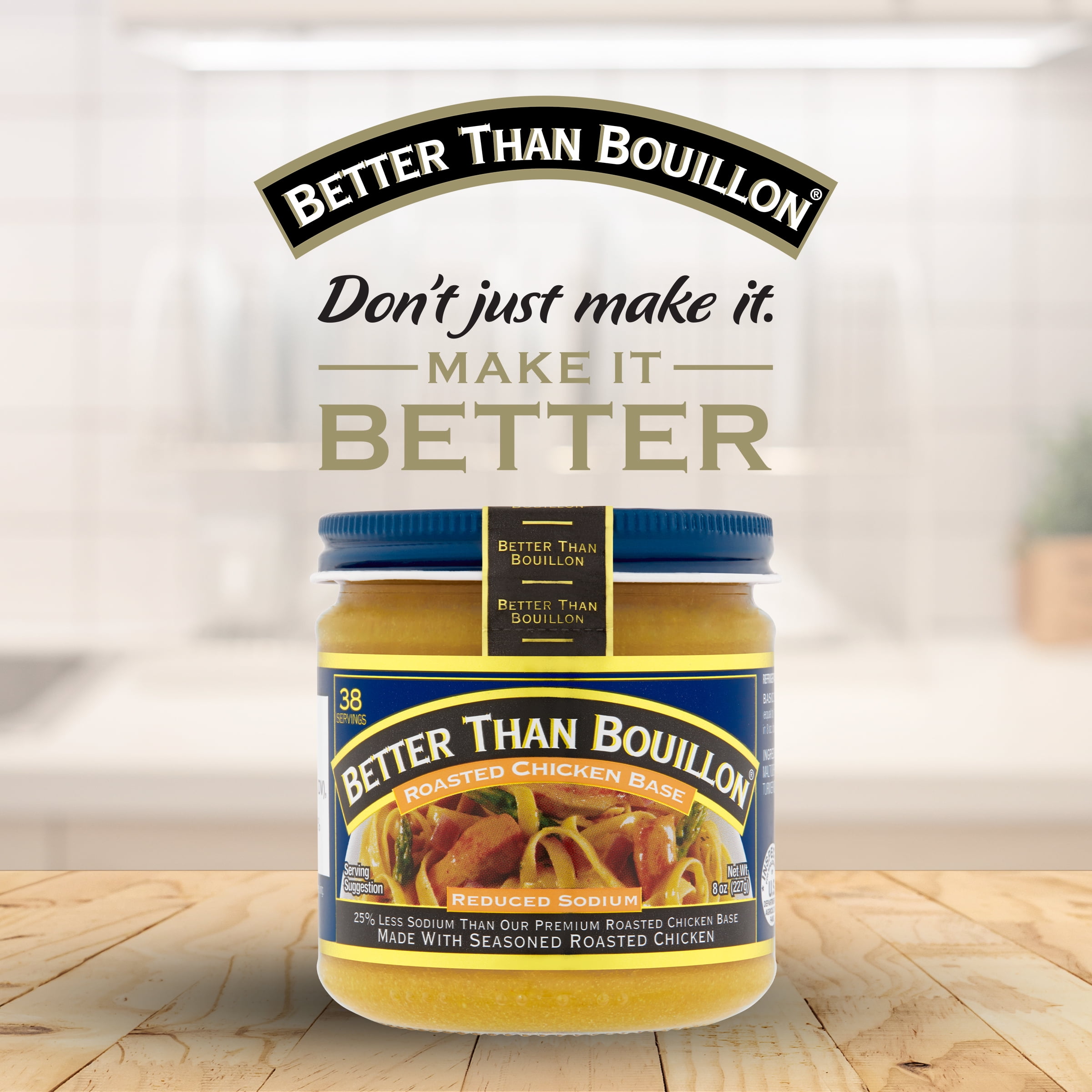 (6 pack) Better Than Bouillon Reduced Sodium Roasted Chicken Base, Shelf-Stable, 8 oz Jar