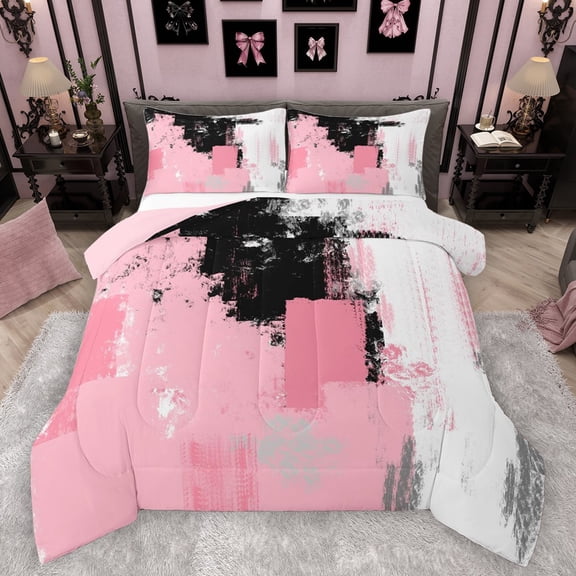 Castle Fairy Graffiti Splash Bedding Comforter Set 2pcs for Kids Teens,Abstract Gradient Twin Comforter Sets Microfiber,Minimalist Mid Century Breathable Bedding Set,Luxury Bedroom Decor,Reversible