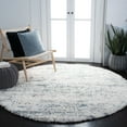 thumbnail image 3 of SAFAVIEH Fontana Darian Abstract Shag Area Rug, Ivory/Teal, 10' x 10' Round, 3 of 8