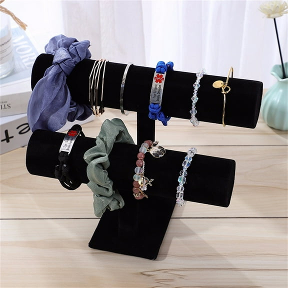 1X Storage Rack 2-Tier Velvet Jewelry Bracelet Watch Rack Organizer Display Stand Holder Home Textile Storage