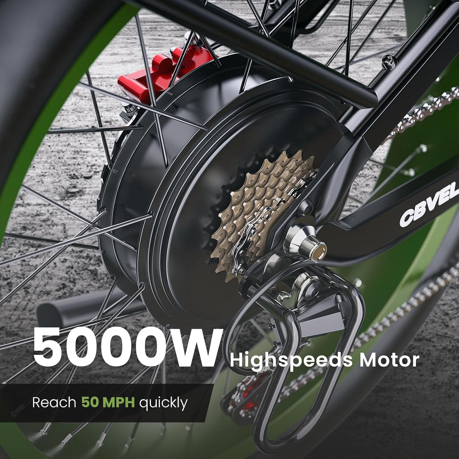 CBVELO Electric Bike for Adults, 5000W Ebike, 50MPH 100Miles Electric Mountain Bike, 26"Fat Tire with 60V 50AH Battery Full Suspension Electric Cruiser Bike
