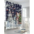 thumbnail image 3 of Blue Christmas Shower Curtain Set, Waterproof Shower Curtains for Bathroom, Xmas Winter Snowman Snowflakes Trees Washable Fabric Cloth Bath Curtain for Bathtub Decoration with Hooks 48x72 Inches, 3 of 6