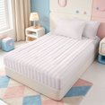 thumbnail image 2 of Erosebridal Geometric Lines Print Zipper Queen Comforter Set with Fitted Sheet and 2 Pillowcases,Abstract Striped Zipper Bedding Set,Pink Reversible,4 Pieces, 2 of 7