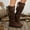Brown, variant on Women's Faux Suede BelowThe Knee High Boots Low Heel Boots With Bow Ties (Black 60)