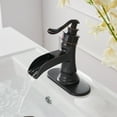 thumbnail image 2 of Waterfall Single Hole Single-Handle Low-Arc Bathroom Faucet Water-Saving Basin With Supply Hose In Oil Rubbed Bronze, 2 of 8