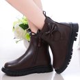 thumbnail image 6 of Lutiedan Girls Ankle Boots with Side Zipper Comfort Slip-Resistant Shoes Bow Decor Princess Boots for Toddler Little Big Kids,Brown,29, 6 of 7