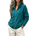 thumbnail image 5 of happyYEE Women's Zip up Sweatshirt Jackets Long Sleeve Fleece Loose Coat Fall Fashion Stand Neck Outerwear with Zip Pockets, 5 of 9