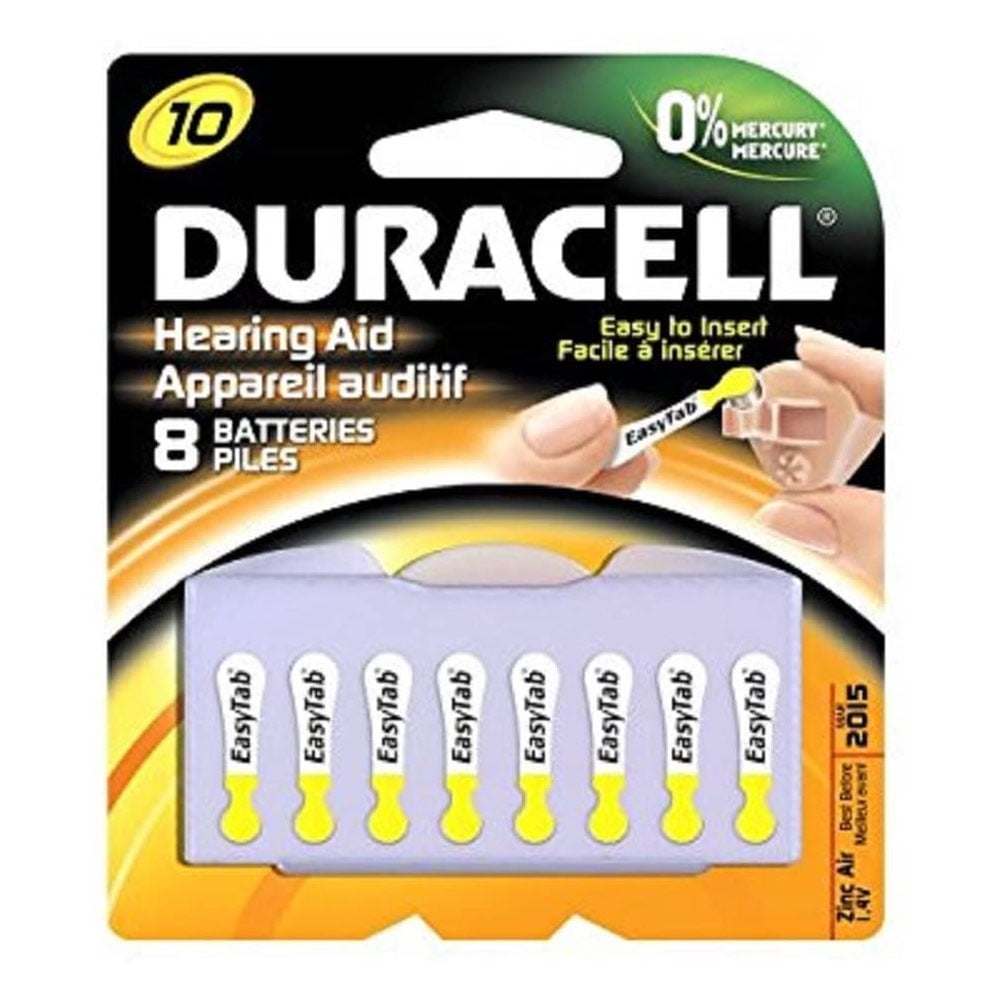 Duracell Zinc Air Hearing Aid Battery 1.4 V Model Da 10 Pack Pack / 8