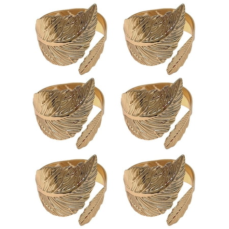 

RichYS 6Pcs Napkin Buckles Electroplate Rust-proof Leaf Shape Party Cloth Metal Napkin Rings for Hotel