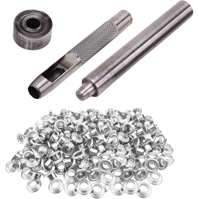 100sets Silver metal eyelets 6mm 10mm 14mm 20mm with hole punch tool For  Shoes Bag Leather