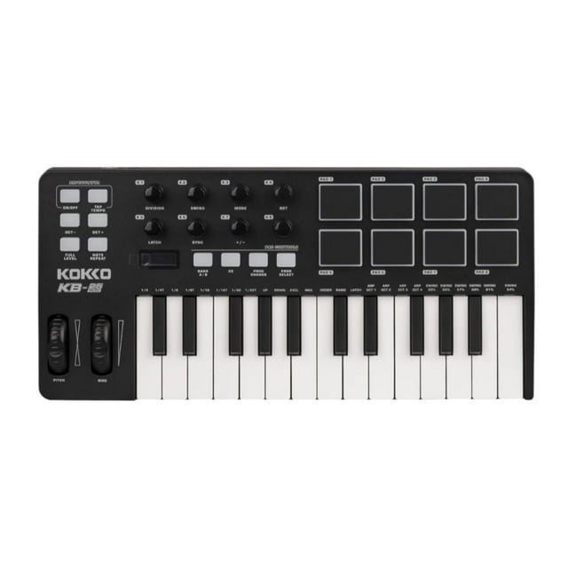 Controlador de teclado MIDI, controlador MIDI, teclado de producción de música, 25 teclas de de con 8 almohadillas para principiantes para