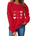 thumbnail image 2 of VgaVtl Valentines Womens Sweatshirt Long Sleeve Red Plus Size Womens Tops Crew Neck Pullover Holiday Heart Print Funny Tops, 2 of 6