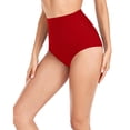 thumbnail image 5 of Sopiago Women Bikini Bottoms High Waisted Swimsuit Bottom Tummy Control Ruched Bathing Suit Bottom for Women Vintage Swim Bottom Tankini Briefs Red,XXL, 5 of 7
