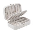 thumbnail image 4 of Portable Simple Storage Box Multifunctional Two Layers Container For Women Travel Small PU Leather Jewelry Case (White), 4 of 8