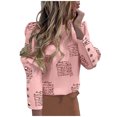 thumbnail image 2 of Mode Décontractée Femmes Col Rond Imprimé Simple Boutonnage Manches Longues Hauts Blouse, 2 of 7
