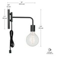 thumbnail image 3 of Novogratz x Globe Electric Sydney 1-Light Matte Black Plug-In Wall Sconce with Black Cloth Cord, 51370, 3 of 3