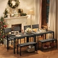 thumbnail image 3 of Shahoo Kitchen Table and 2 Chairs for 4 with Bench, 4 Piece Dining Sets for Small Space, Dark Grey, 3 of 14
