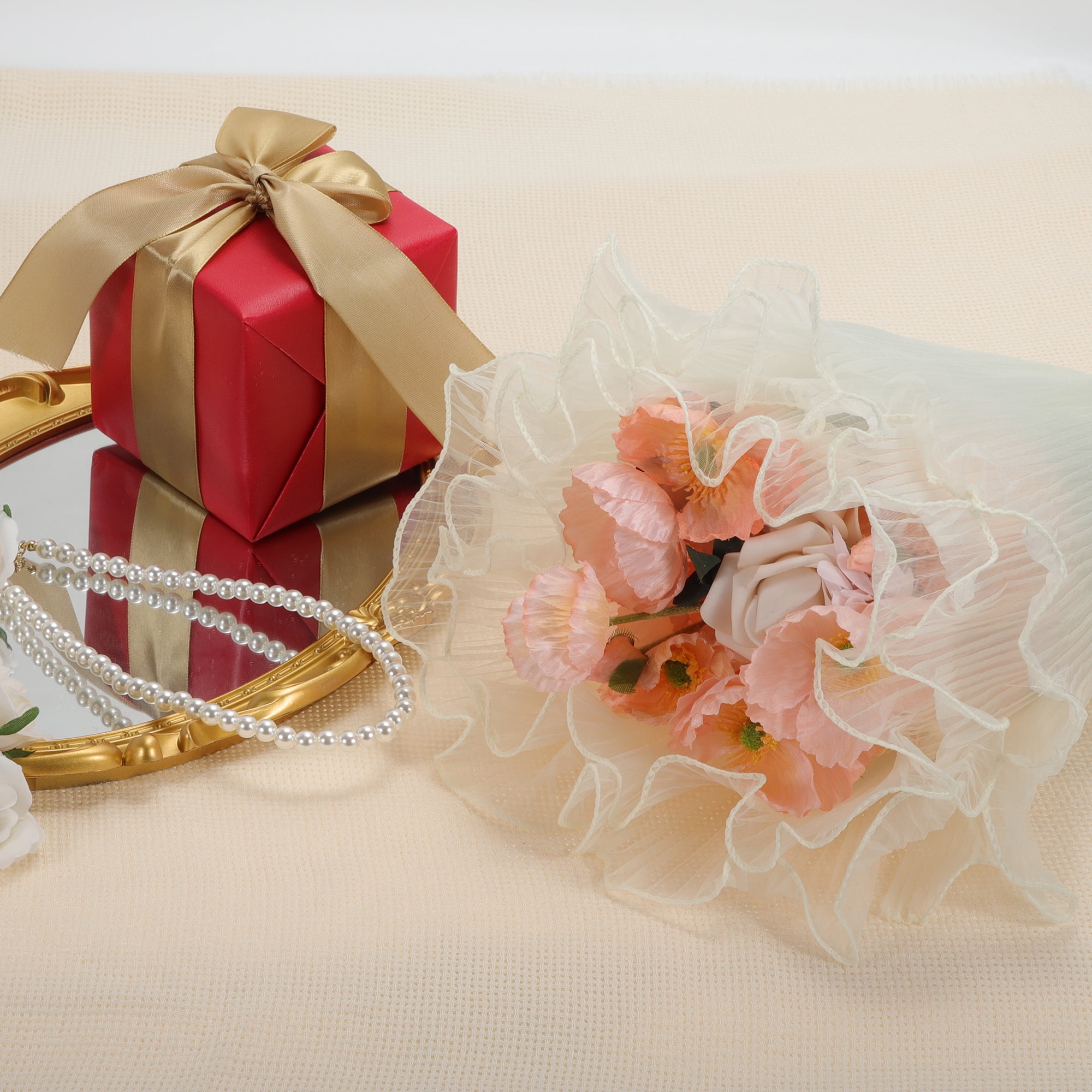 Unique Bargains Translucent Flower Wrap Paper for All Occasions 1 Pc Beige