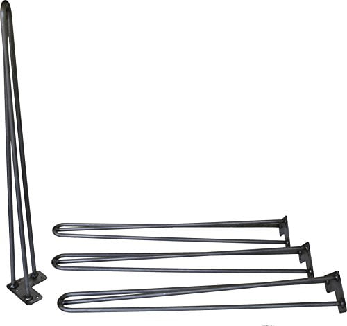 28" Hairpin Legs (Raw Steel, Three-Rod) Industrial Strength Mid Century Modern Set of... by Industrial By Design