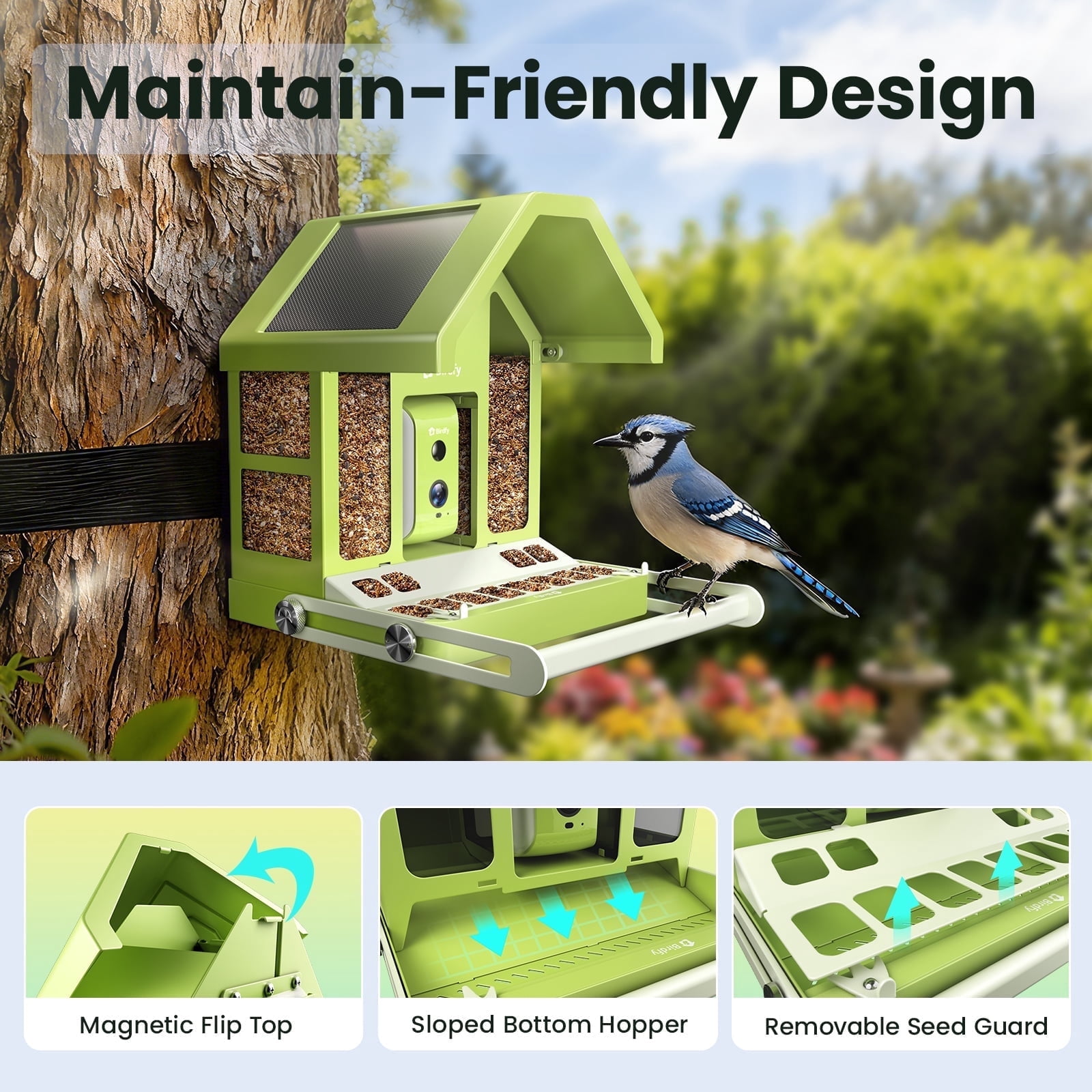 Birdfy Smart Bird Feeder with Camera, AI Bird Identification, Auto Visits & Notifications, Free App, Metal Build – Holds Up to 2.5L Bird Seed, Ideal Bird Lover Gift