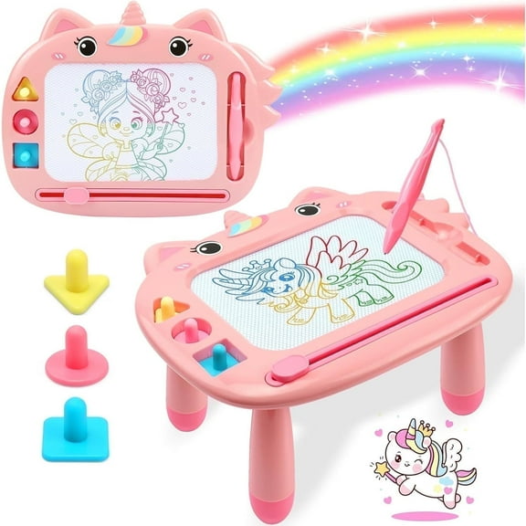 Magnetic Drawing Board for Girls Toys Age 2 3 4 5 6 Year Old, Doodle Board Learning Toys for Toddlers 1-3, Birthday Gifts Toys for Girls 2 4 6 Years