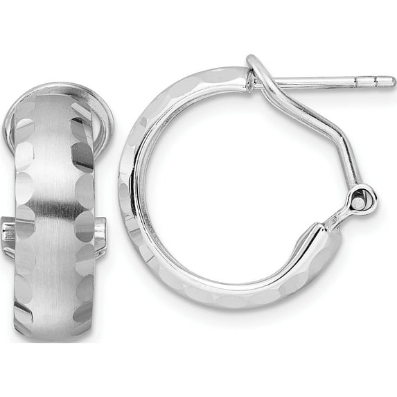 Sterling Silver Jbsp's Radiant Essence Ss Rhod-Plated Brushed D/C Omega Back Earrings (19.2 X 18.6) Made In Thailand qle1356