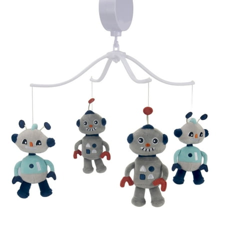 UPC: 0084122014336 | Bedtime Originals Robbie Robot Musical Baby Crib Mobile Soother Toy – Gray