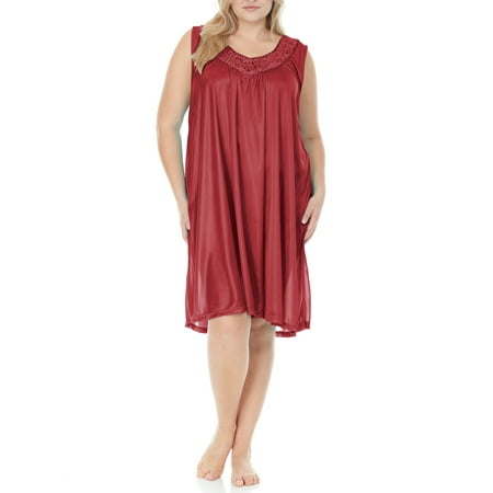 

EZI Nightgowns for Women - Soft & Breathable Satin Night Gowns for Adult Women - Medium to Plus Size Womens Sleep Shirts - Knee-Length Nightgown