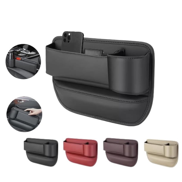 Bolsa Mágica Portavasos de Cuero para Auto Feier Negra para Asiento Delantero