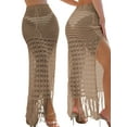 thumbnail image 3 of Douhoow Women Beach Skirts Sarong Crochet Bikini Cover ups Hollow Out High Slit Long Skirts, 3 of 6