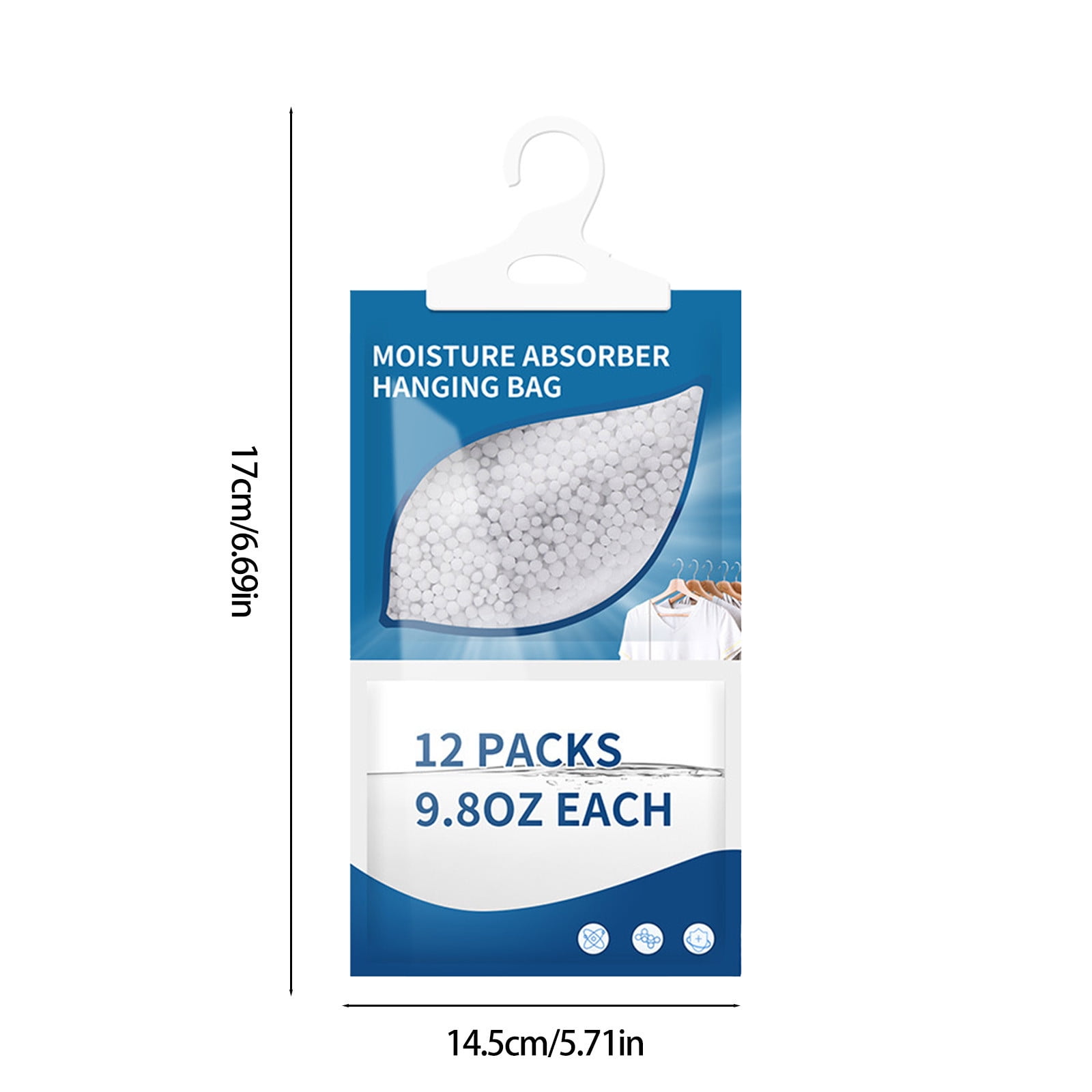 Moisture Absorbers,Hanging Closet Dehumidifier Bags, Humidity Packs,Desiccant, Closet Dehumidifiers,8 Pack,500ml