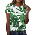 thumbnail image 1 of Tops de Ajuste Suelto para las Mujeres Sudadera Casual Impresa Manga Corta Cuello Redondo Superior, Poliéster, 1 of 4