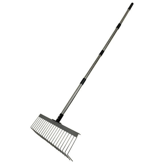 Landscape Rake Metal Rake Thatch Tool with 21 Tine Wide Head Design for Gardens and General Lawn Maintenance