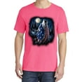 thumbnail image 2 of Wild Bobby, American Flag Howling Wolf, Animal Lover, Garment-Dyed Washed Look Short Sleeve T-Shirt, Neon Pink, Large, 2 of 3