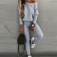 thumbnail image 3 of CILENON Airport Outfits for Women 2024 Women's Solid Color Round Neck Sportswear Pullover Fall Winter Casual Set Conjuntos De 2 Piezas Para Mujer Casual Outfits for Women Plus Size Sets(Gray,XXXL), 3 of 6
