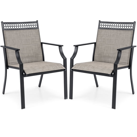 Costway Conjunto de Sillas para Patio 2/4, Sillas de Exterior con Tejido Transpirable para Todas las Estaciones, Respaldo Alto, Apoyabrazos Cómodos, Patio Trasero, Borde de la Piscina, Porche
