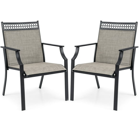 Costway Conjunto de Sillas para Patio 2/4, Sillas de Exterior con Tejido Transpirable para Todas las Estaciones, Respaldo Alto, Apoyabrazos Cómodos, Patio Trasero, Borde de la Piscina, Porche