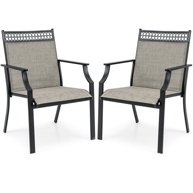 Costway Conjunto de Sillas para Patio 2/4, Sillas de Exterior con Tejido Transpirable para Todas las Estaciones, Respaldo Alto, Apoyabrazos Cómodos, Patio Trasero, Borde de la Piscina, Porche