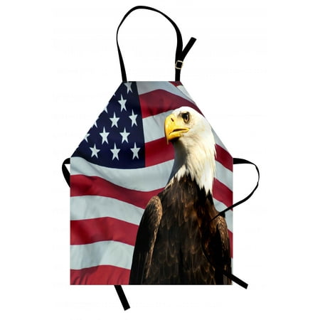 - Eagle Apron United States of America Flag with Symbol of the Country Looking into the Horizon, Unisex Kitchen Bib Apron with Adjustable Neck for Cooking Baking Gardening, Multicolor, by Ambesonne