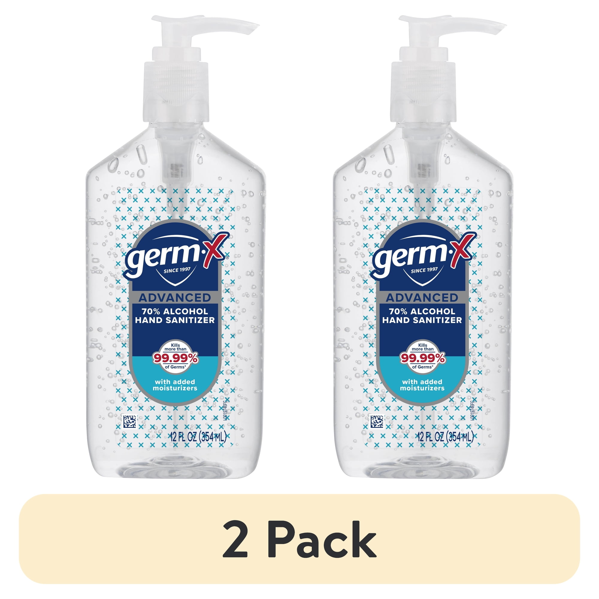 (2 pack) Germ-X Advanced Hand Sanitizer with Pump, Alcohol & Moisturizers, Original Fresh Scent, 12 fl oz.