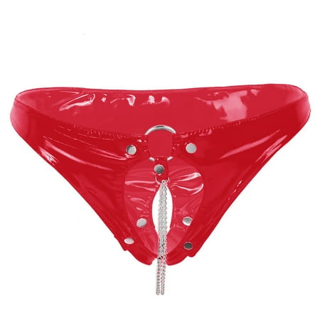 MQLKF High Gloss Leather Sexy Split Chain Sexy Triangle Shorts Intellectual Breathable Women Bodysuit