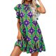 thumbnail image 1 of Vestir Vestido corto informal para mujer, jersey con volantes estampado suelto, manga corta (Púrpura XXL) Cgtredaw Para estrenar, 1 of 1